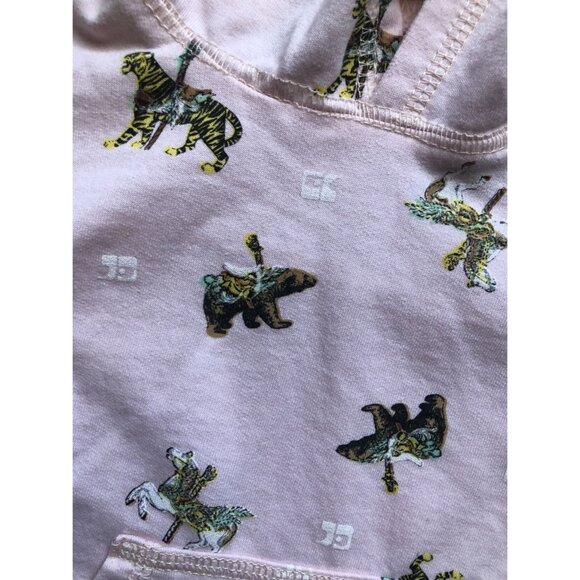 Joe Fresh 2T Pink Carousel Animals Short Sleeve Sweatshirt - Picture 2 of 4